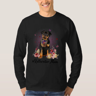 Camiseta Bonita Rottweiler Mãe Flor Feliz Dia de as mães Am