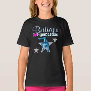 CAMISETA BONITA ROUPA DE GINÁSTICA PERSONALIZADA AZUL BRUTO