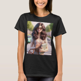 Camiseta Bonita senhora com cabelo ondulado 2
