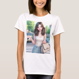 Camiseta Bonita senhora com cabelo ondulado 4
