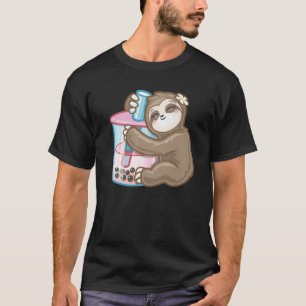 Camiseta Bonita Sloth Boba Bubble milk Tea Kawaii Girl Comi