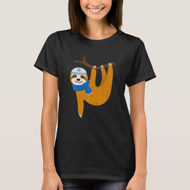 Camiseta Bonita Sloth Hanukkah preguiçosa enlouquece judeu (Frente)