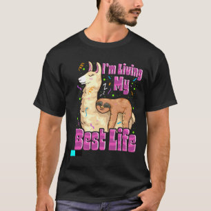 Camiseta Bonita Sloth Llama Vivendo Minha Melhor Vida Arran
