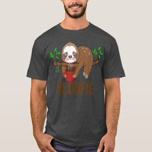 Camiseta Bonita Sloth Prende-Se Com O Cachorro E Segurando 
