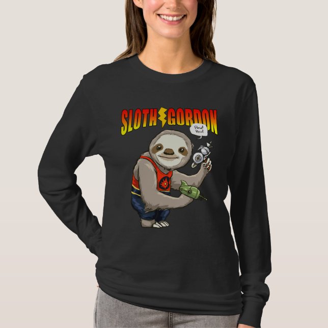 Camiseta Bonita Sloth Science Ficha Engraçada (Frente)