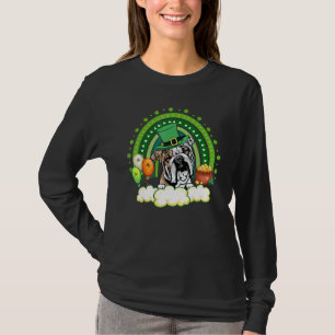 Camiseta Bonita Sorte Arco-Íris Inglês Buldogue Shamrock Ru