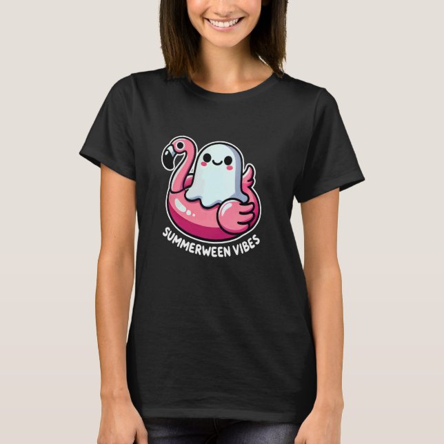 Camiseta Bonita Summerentre Vibes Ghost em Flamingo Floaty  (Frente)