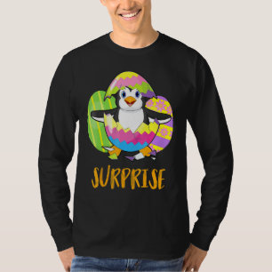 Camiseta Bonita Surpresa Pinguim Com Ovos Coloful Happy Eas