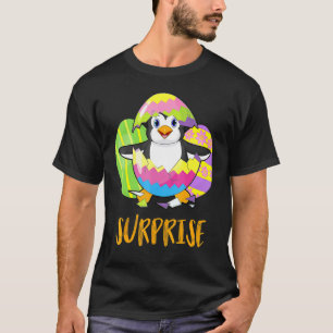 Camiseta Bonita Surpresa Pinguim Com Ovos Coloful Happy Eas