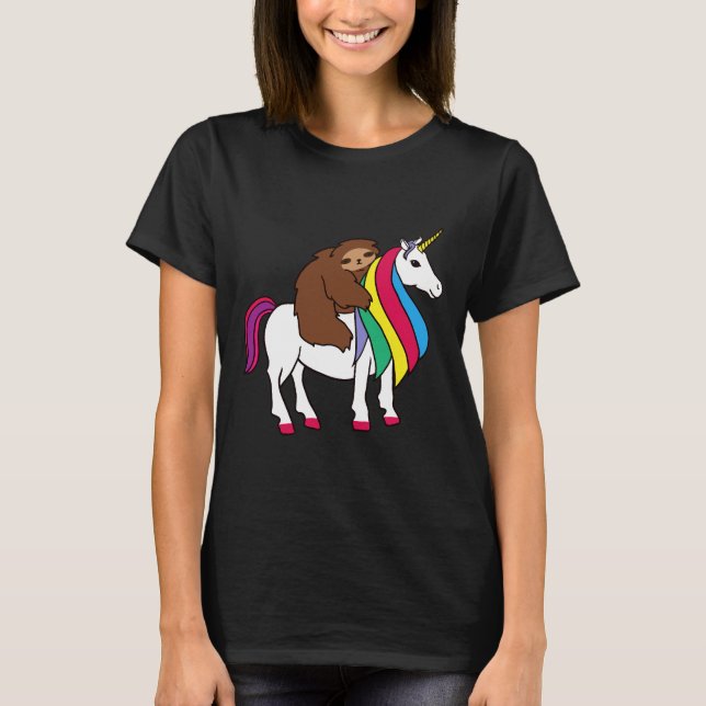 Camiseta Bonita Unicórnio Arco-Íris Para Meninas Feitas (Frente)