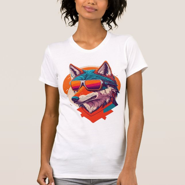 CAMISETA BONITA WOLF VESTINDO VIDRO. (Frente)