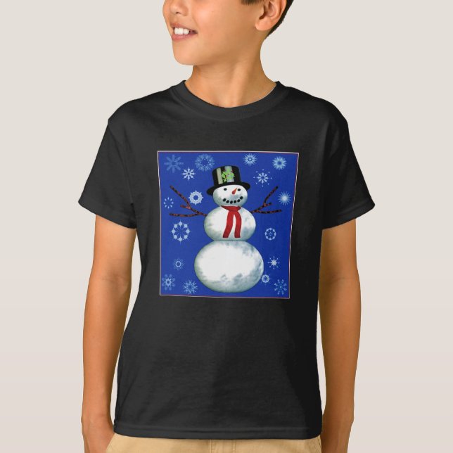 Camiseta bonitão de neve no chapéu (Frente)