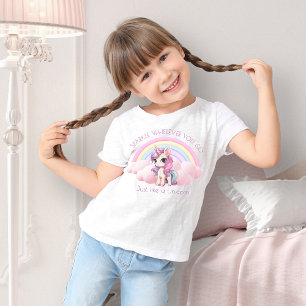 Camiseta Bonitas Raparigas do Arco-Íris do Unicórnio