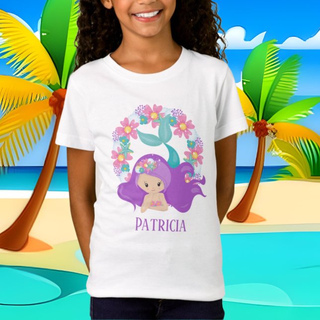 Camiseta bonitinha de sereia de praia, garotas adicionam no (Criador carregado)