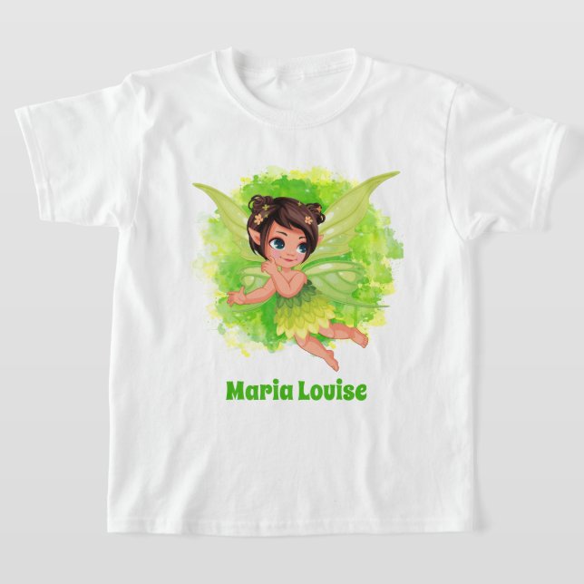 Camiseta bonitinha, fada verde, adiciona nome  (Postura )