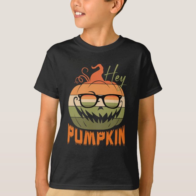 Camiseta bonitinho de abóbora no Halloween - ei, design de  (Frente)