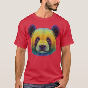 Camiseta bonitinho panda artístico colorido rosto de urso p
