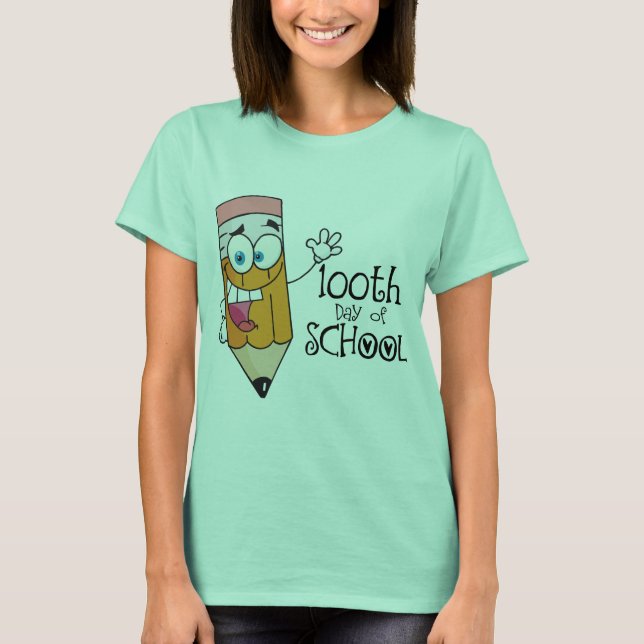 Camiseta Bonito 100º Dia De Oferta De Cartoons Escolares (Frente)