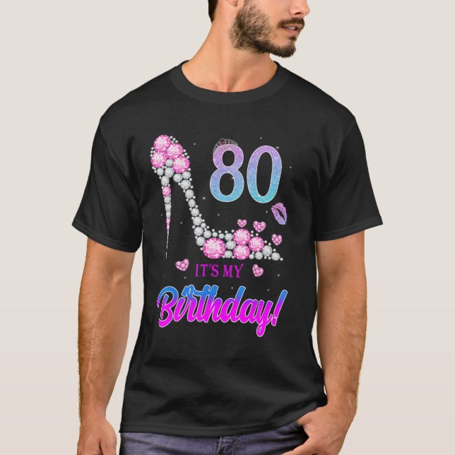Camiseta Bonito 80 anos É minha Festa de aniversário 80 (Frente)