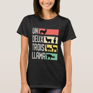 Camiseta Bonito Abstrato Un Deux Trois lhama Piada Francesa