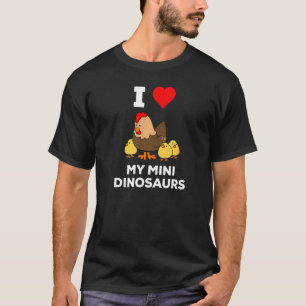 Camiseta Bonito Adoro Coração Mini Dinossauros Galinhas