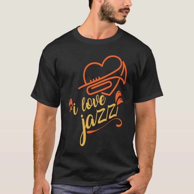 Camiseta Bonito Adoro Música Jazz Heart Trumpet Jazz (Frente)