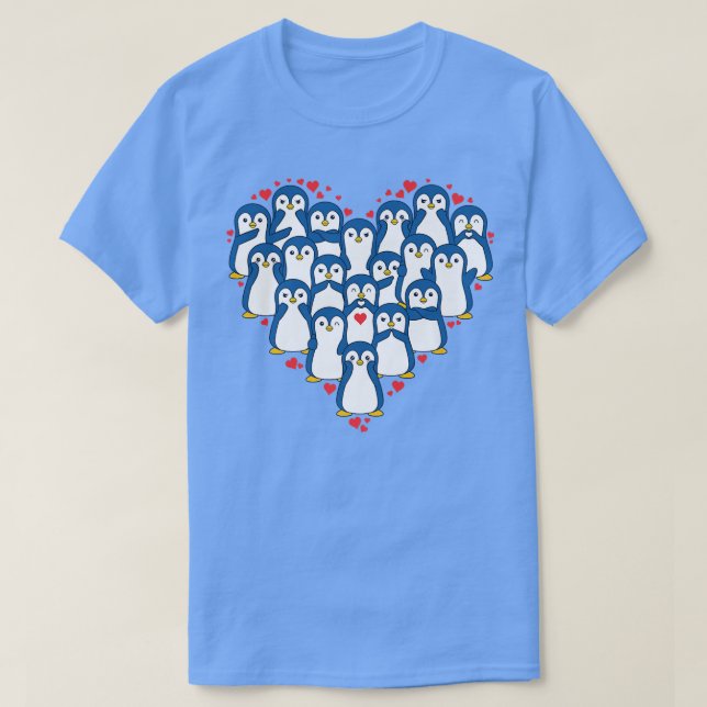 Camiseta Bonito Amor Cardíaco Pinguim, Amante de os animais (Frente do Design)