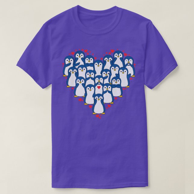 Camiseta Bonito Amor Cardíaco Pinguim, Amante de os animais (Frente do Design)