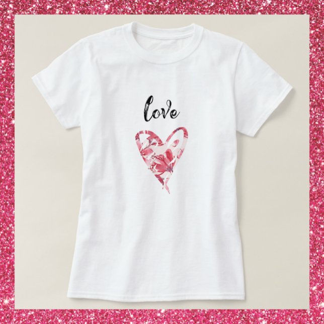 Camiseta Bonito amor Coração Floral (Criador carregado)