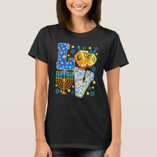 Camiseta Bonito amor Hanukkah Decora Dreidel Menorah Cha