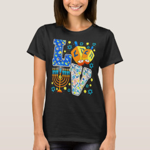 Camiseta Bonito amor Hanukkah Decora Dreidel Menorah Cha