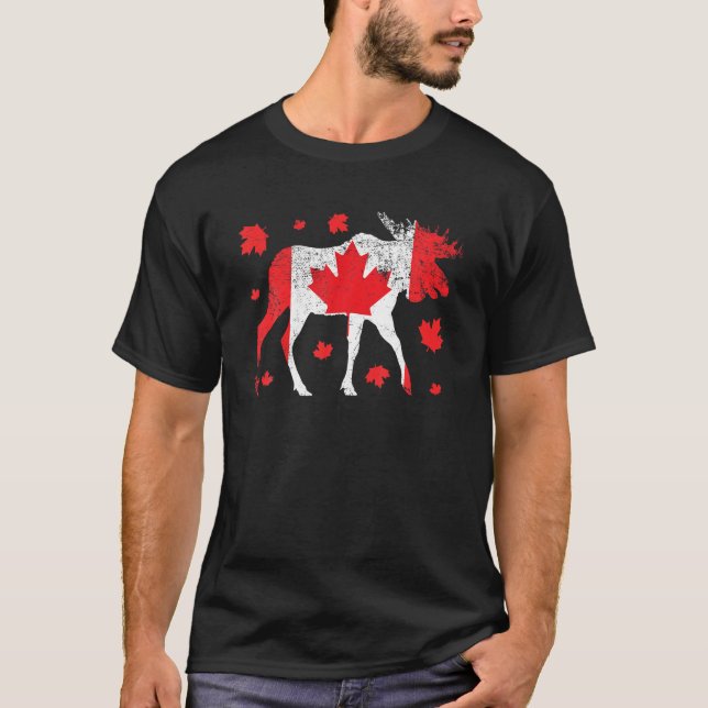 Camiseta Bonito Amor Moose No Mapebook Leaf Flag Happy (Frente)