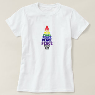 Camiseta Bonito Arco-Íris Cores de Natal Árvore Branca de P