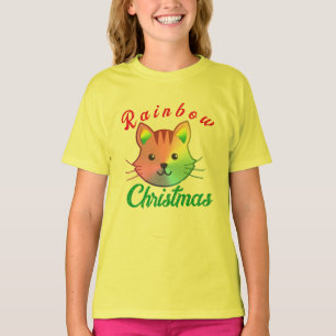 Camiseta Bonito Arco-Íris metido Natal Crianças Feriado Pre