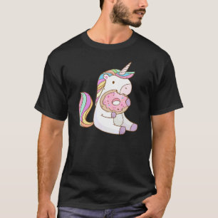 Camiseta Bonito Arco-Íris Unicórnio Comendo Rosquinha Para