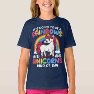 Camiseta Bonito Arco-Íris Unicórnio Legal Aniversário Engra