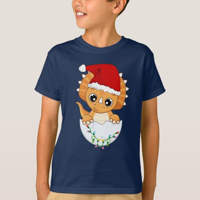 Camiseta Bonito Bebê Dino Natal (Frente)