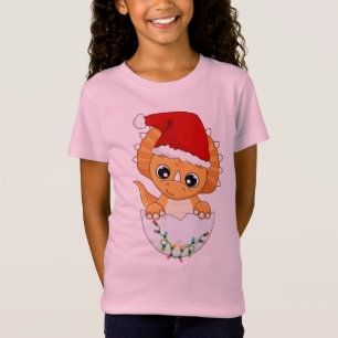 Camiseta Bonito Bebê Dino Natal