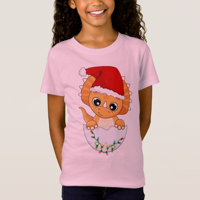 Camiseta Bonito Bebê Dino Natal (Frente)
