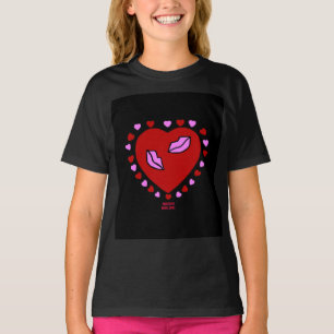 Camiseta Bonito Beijo de Coração Meninas Negras Básicas