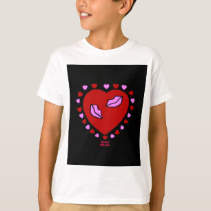 Camiseta Bonito Beijo de Coração Meninos Brancos Básicos Ca