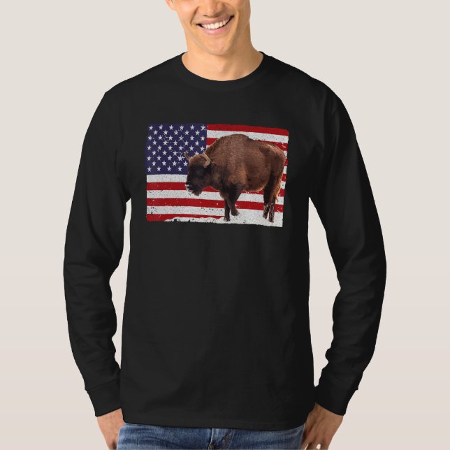 Camiseta Bonito Bison Para Homens Crianças Bisontes Buffalo (Frente)