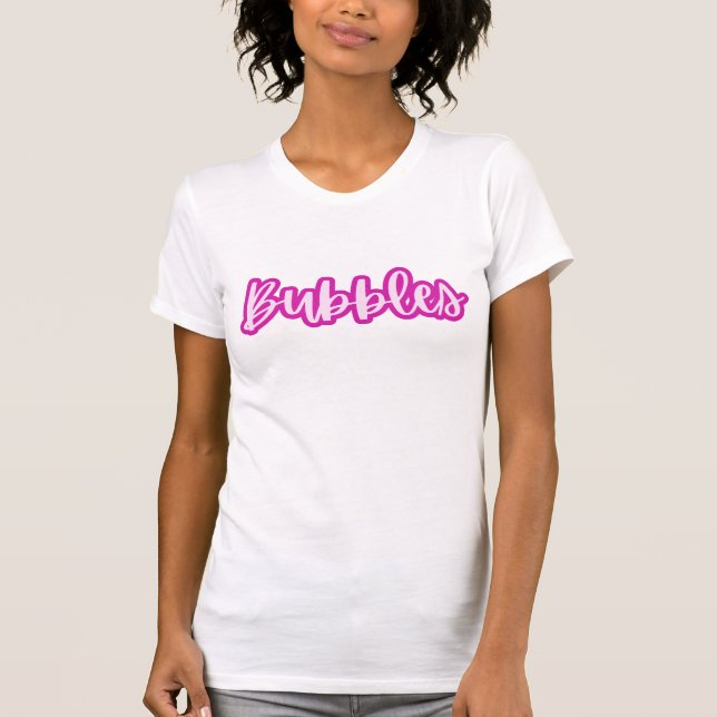 Camiseta Bonito bolhas de texto de Rosas claro brancas mulh (Frente)