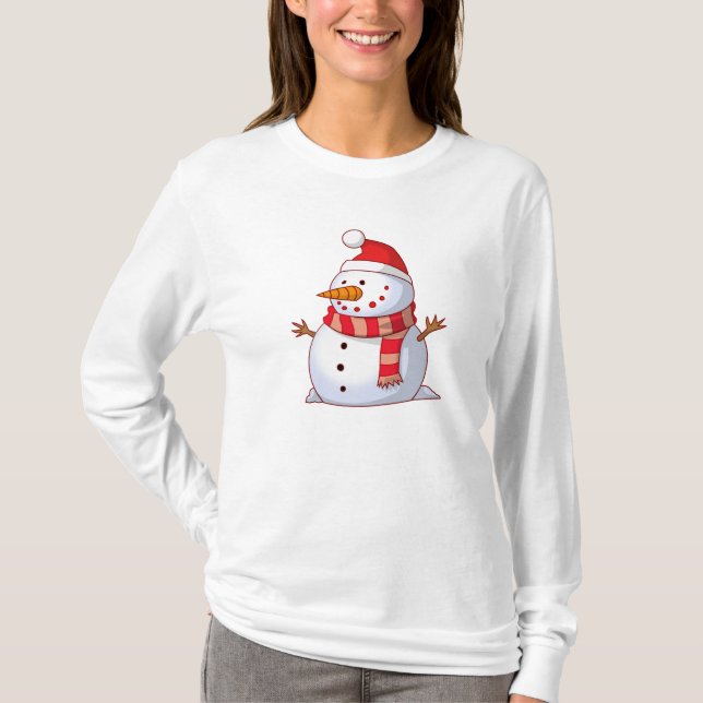 Camiseta Bonito boneco de neve de Natal (Frente)