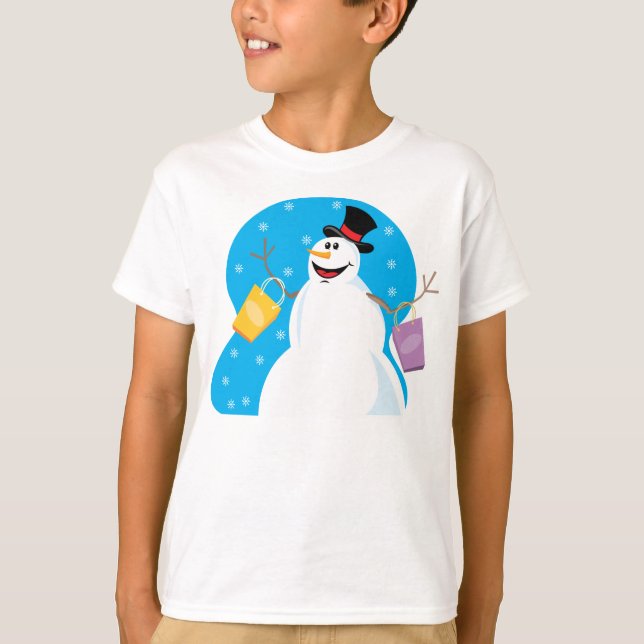 Camiseta Bonito boneco de neve de Natal (Frente)