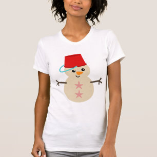 Camiseta Bonito boneco de neve feito de areia com fiança pa