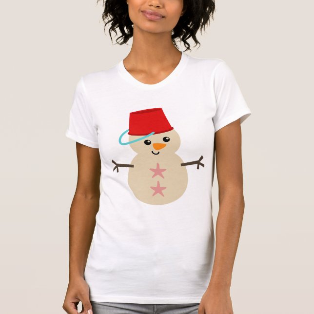 Camiseta Bonito boneco de neve feito de areia com fiança pa (Frente)