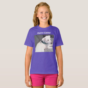 Camiseta Bonito Cãozinho Branco Adorável Dog Páscoa Roxo Pr