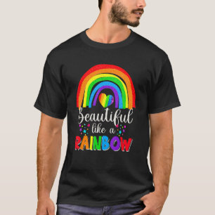 Camiseta Bonito Como Um Coração Arco-Íris Cuto, Orgulhoso