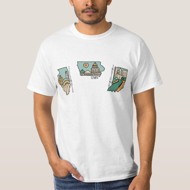 CAMISETA BONITO CONJUNTO DE POSTAIS DE LANDSCAPE DOS ESTADO (Frente)